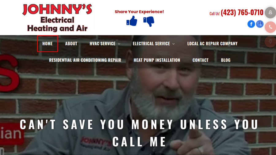 Johnny’s Electrical & HVAC website screenshot
