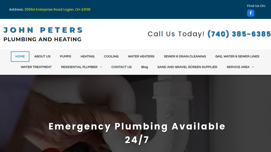 John Peters Plumbing and Heating website screenshot