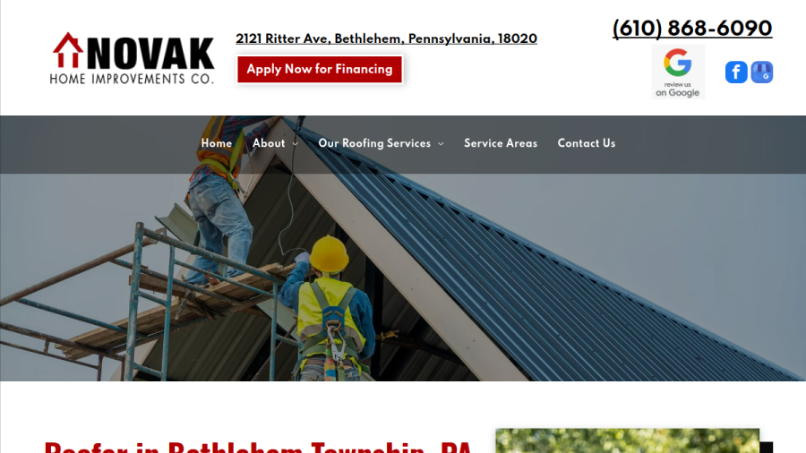 Novak Home Improvements Co. website screenshot