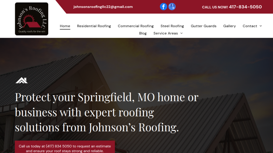 Screenshot of Johnson's Roofing LLC website