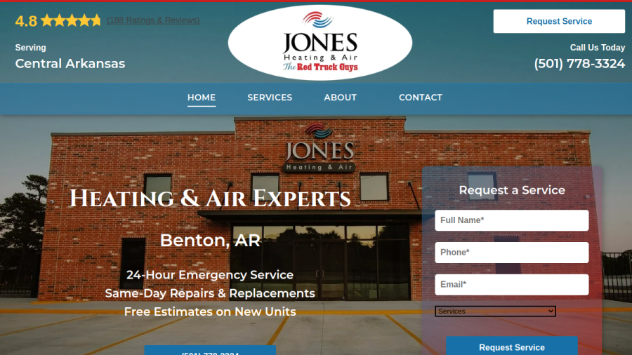 Screenshot of the Jones Heating and Air website