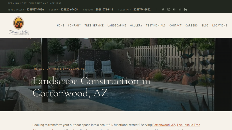Screenshot of the Joshua Tree & Landscape Co website