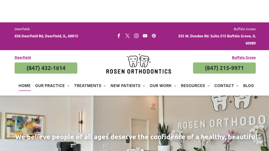 Rosen Orthodontics website screenshot