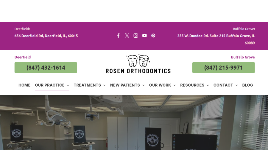 Screenshot of the Rosen Orthodontics website