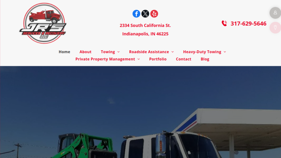 Screenshot of the JR's Services And Recovery LLC website