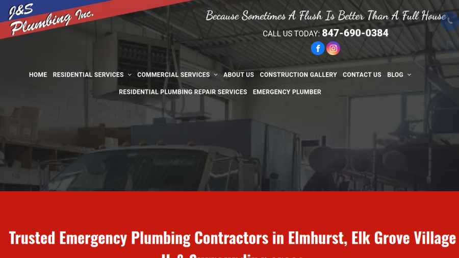 Website screenshot of J & S Plumbing Inc