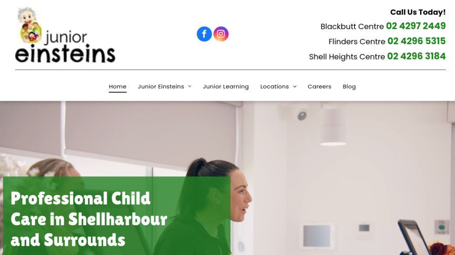 Screenshot of the Junior Einsteins website