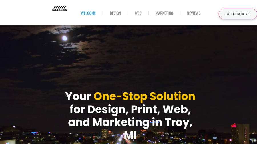 Screenshot of the JWAY GRAPHICS, LLC website