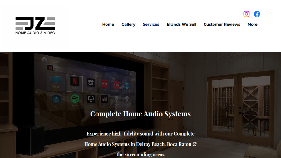 Screenshot of the JZ Home Audio & Video website