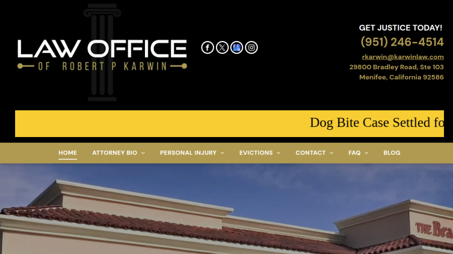 Screenshot of the Law Office of Robert karwin website