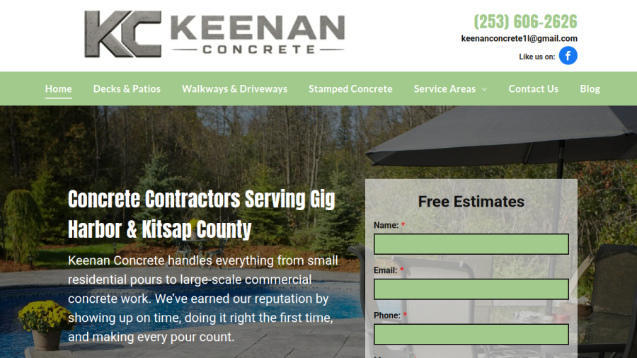 Keenan Concrete website