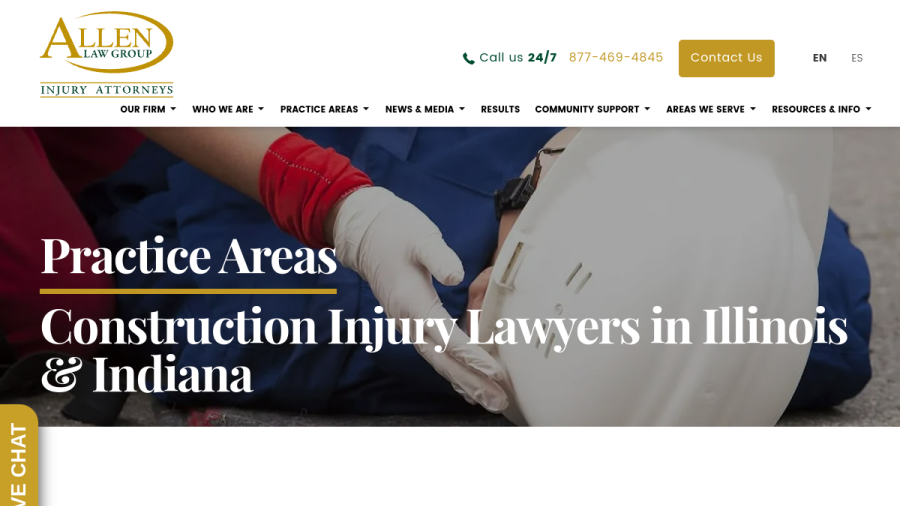 Website screenshot of Allen Law Group