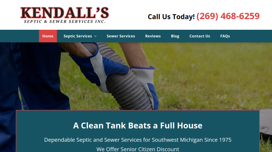 Kendall's Septic Tank & Sewer website