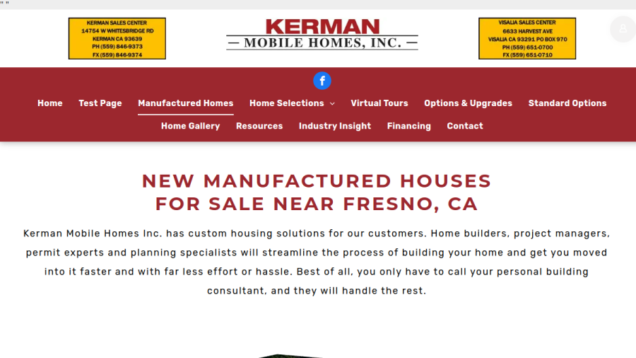 Kerman Mobile Homes website
