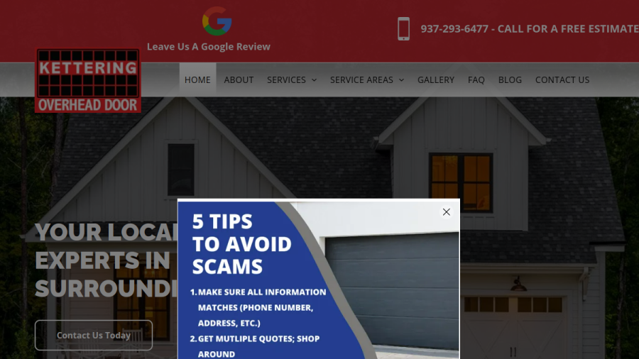 Kettering Overhead Door website screenshot