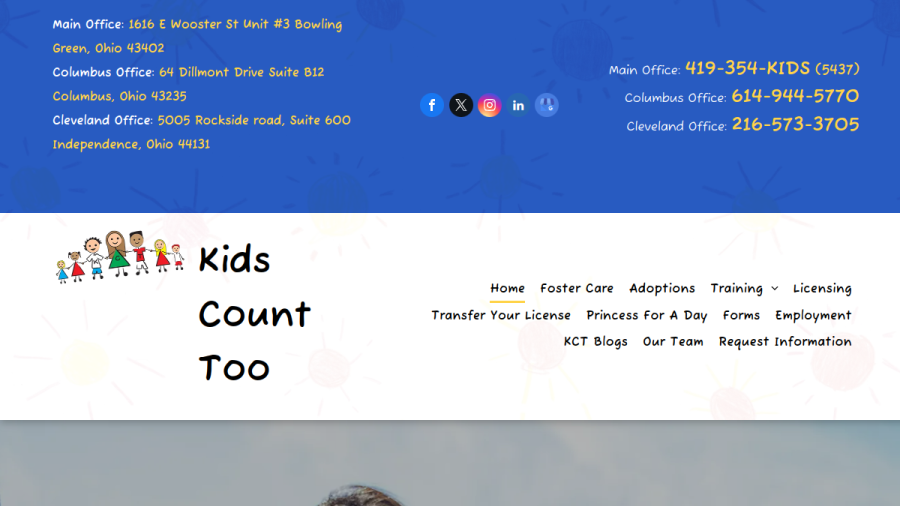 Screenshot of the Kids Count Too website