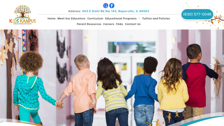 Screenshot of the Kids Kampus Child Care and Early Learning Center website