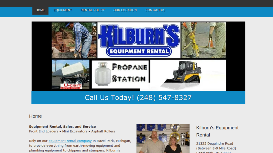 Kilburn’s equipment rental website