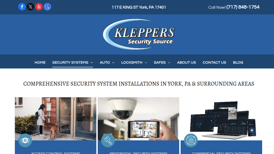 Screenshot of the Kleppers Security Source website