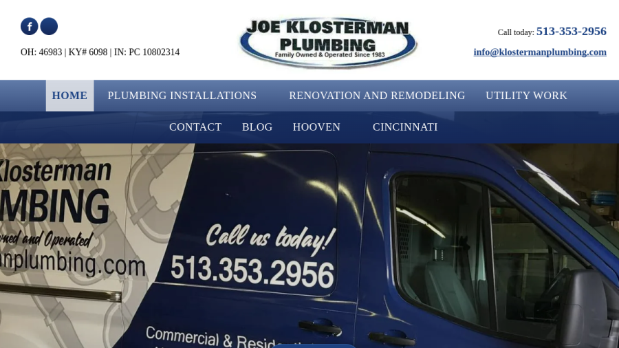 Joe Klosterman Plumbing Inc. website