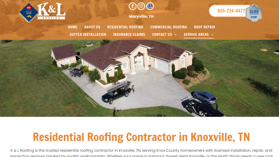 K & L Roofing Inc. website