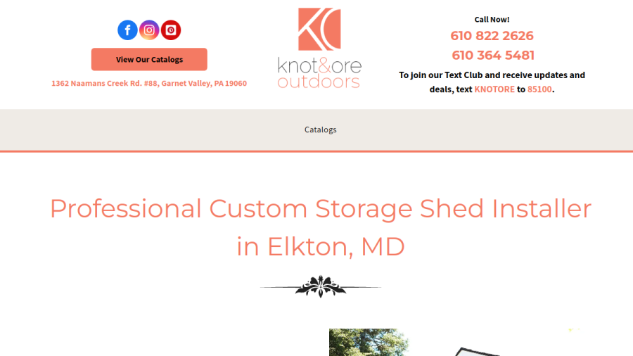 Screenshot of the Knot & Ore Outdoors website