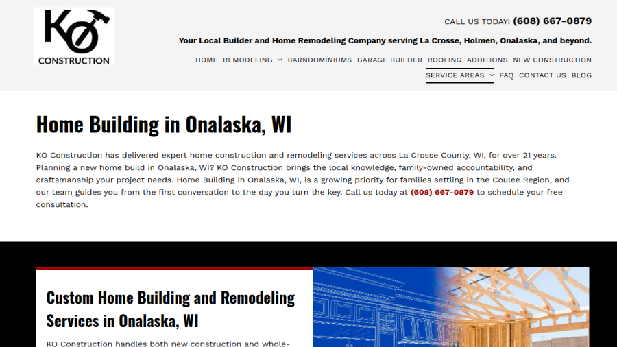 KO Construction website