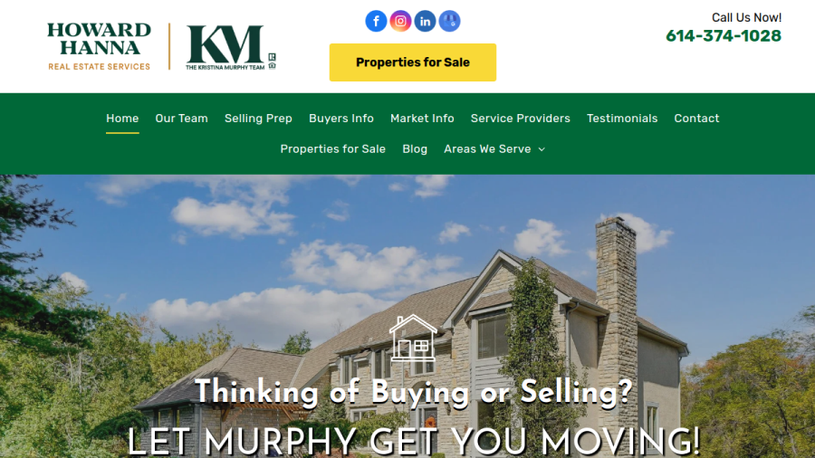 Screenshot of the Howard Hanna Real Estate Services - Kristina Murphy website