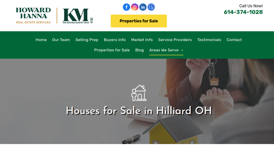 Website screenshot of Howard Hanna Real Estate Services - Kristina Murphy