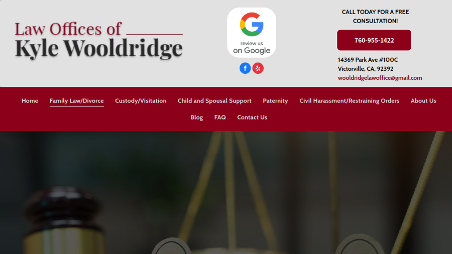 Screenshot of the Law Offices of Kyle Wooldridge website