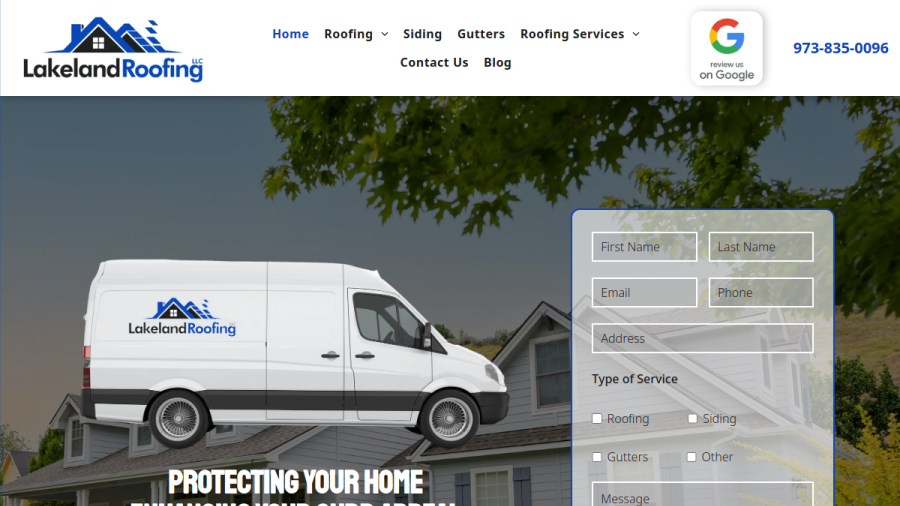 Screenshot of Lakeland Roofing LLC website