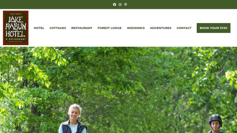 Screenshot of the Lake Rabun Hotel & Restaurant website