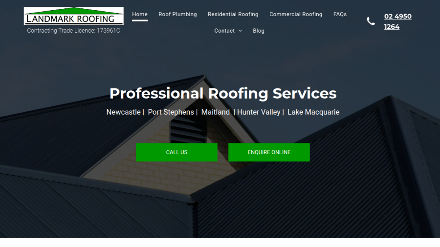 Landmark Roofing website