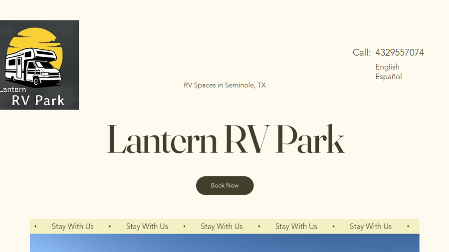 Lantern RV Park website screenshot