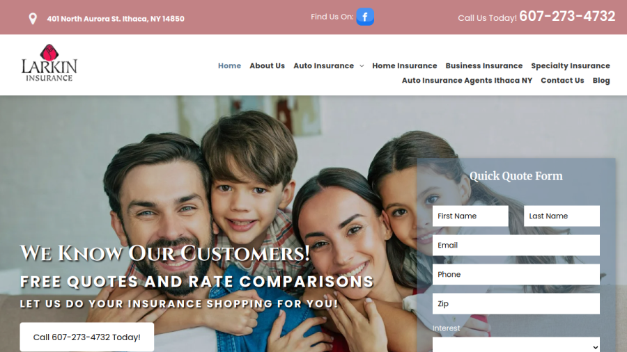 Screenshot of the Larkin Insurance Agency website