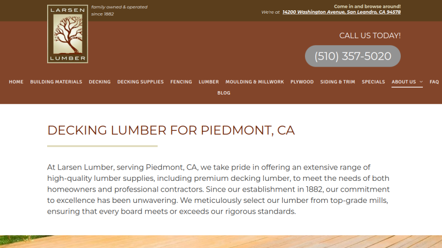Larsen Lumber website