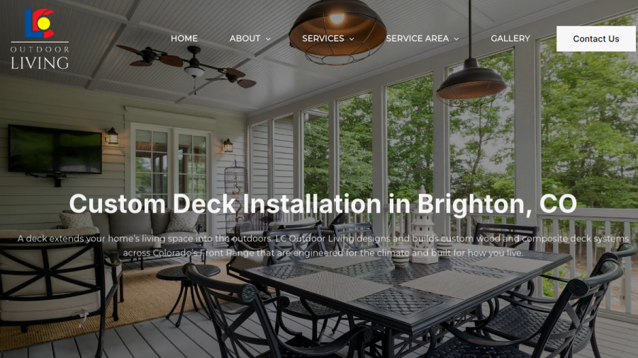 Screenshot of the LC Outdoor Living website