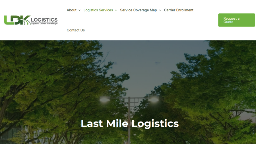 Screenshot of the LDK Logistics, Inc. website