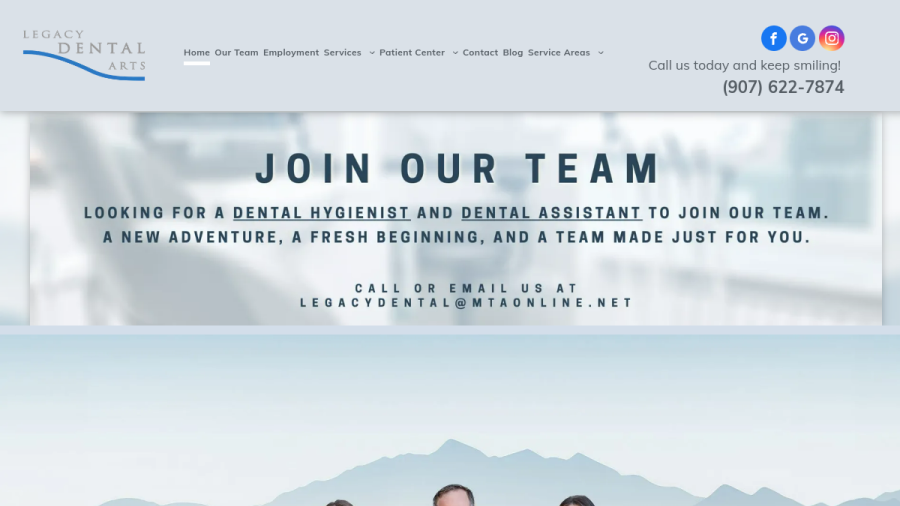 Legacy Dental Arts website screenshot