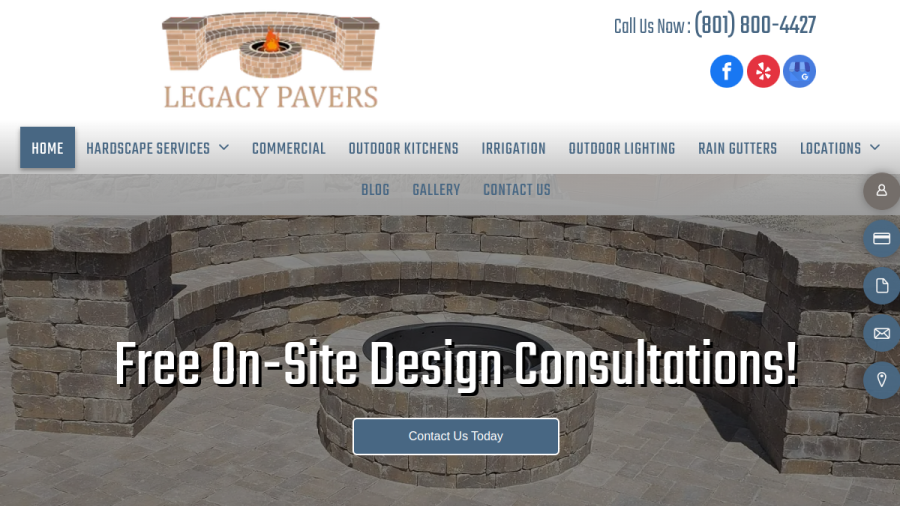 Screenshot of the Legacy Pavers website