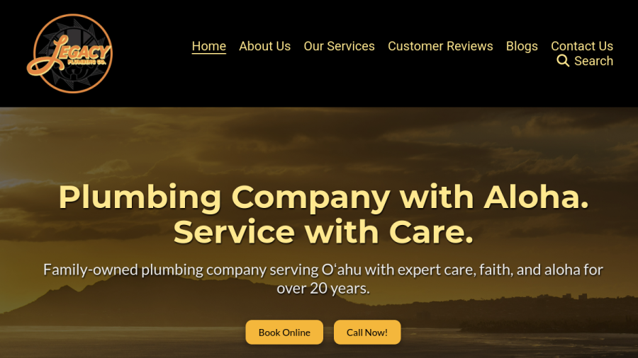 Screenshot of the Legacy Plumbing Co, LLC website