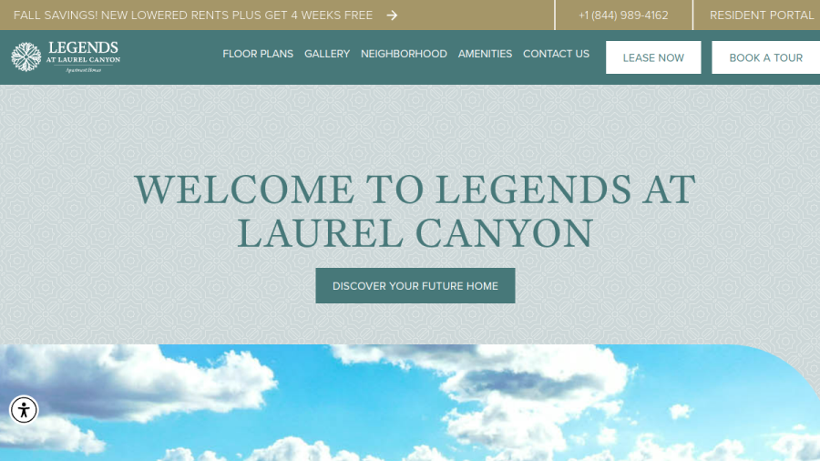 Screenshot of the Legends at Laurel Canyon website
