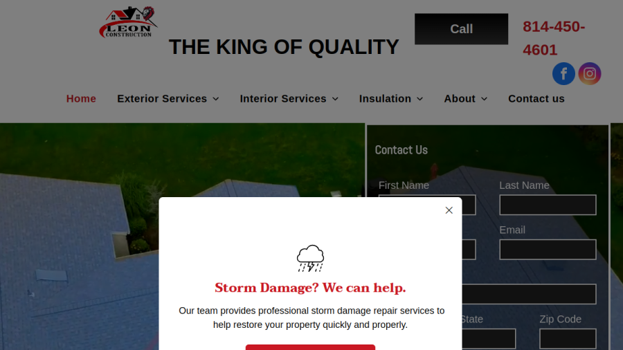 Leon Construction website