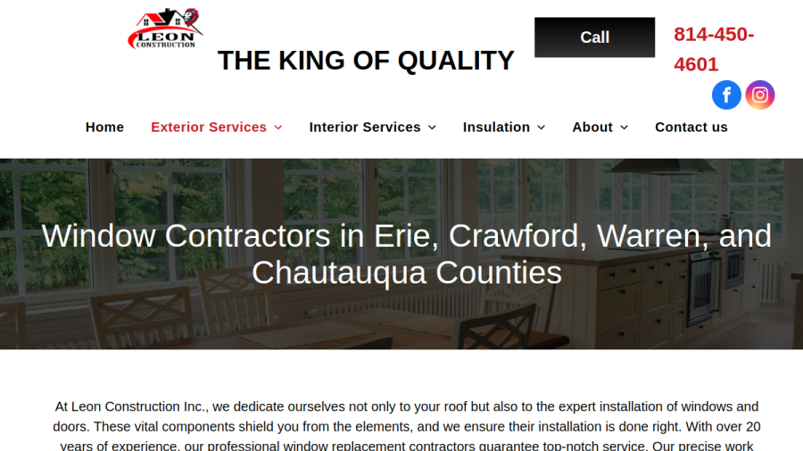 Screenshot of Leon Construction website