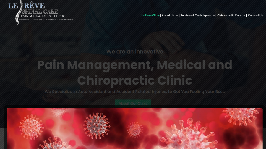 Screenshot of the Le Reve Spinal Care & Pain Management Clinic website