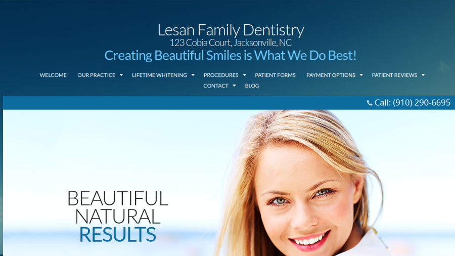 Dr. Jon Douglas Lesan, DDS, RpH, PA website screenshot