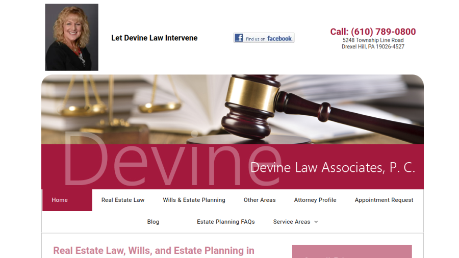 Screenshot of the Devine Law Associates, P.C. website