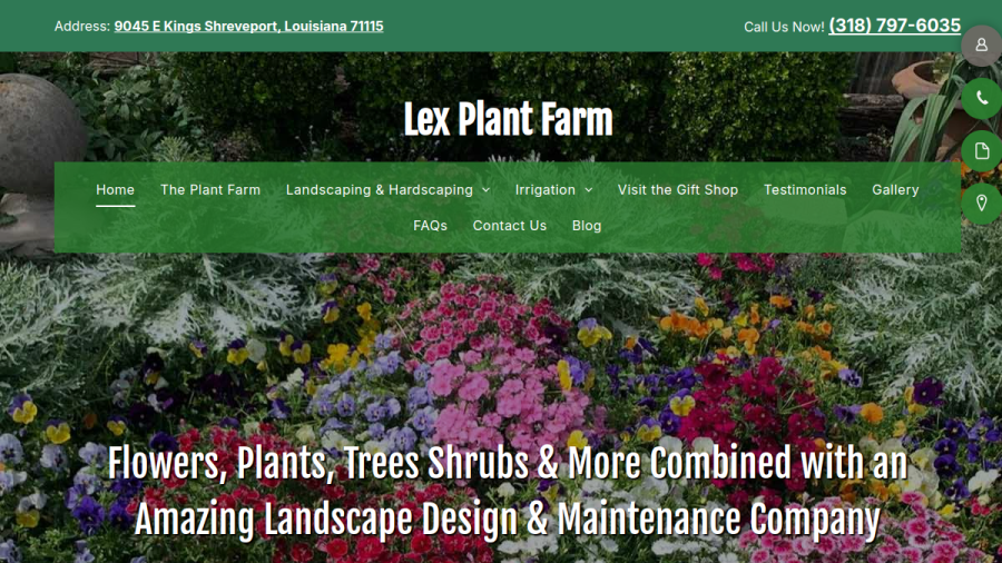 Screenshot of the Lex Plant Farm & Garden Center website