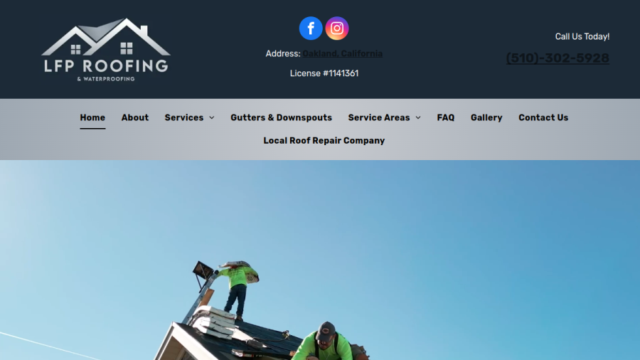 Screenshot of LFP Roofing website