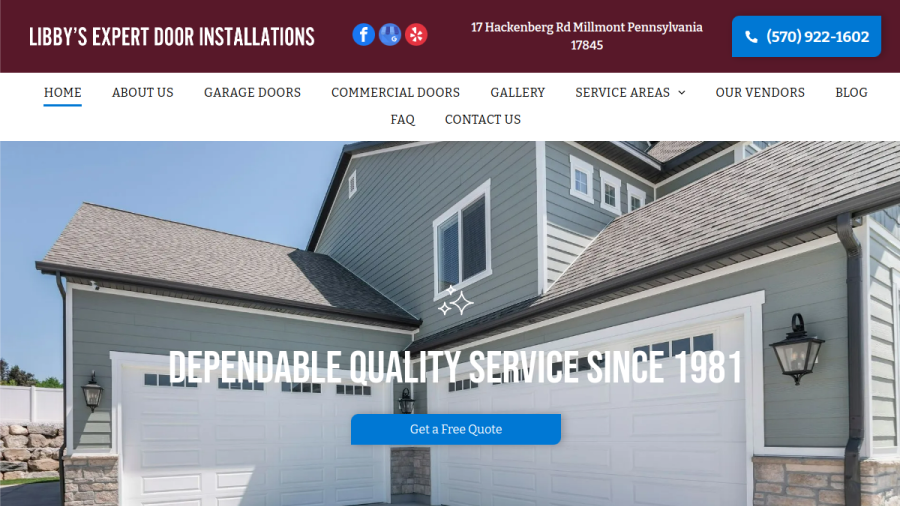 Screenshot of the Libby's Expert Door Installations website
